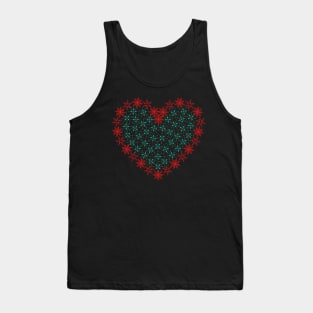 Red and green snowflakes fancy heart Tank Top